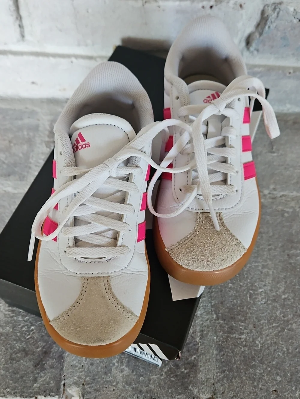 Girl's Adidas VL Court 3.0 Size 13 Pink & White